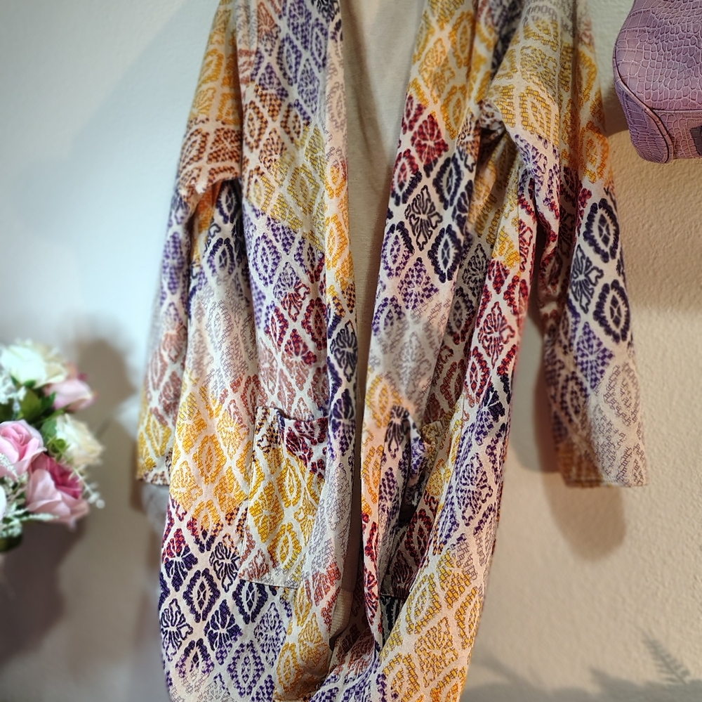 Luluroe colorful long cardigan